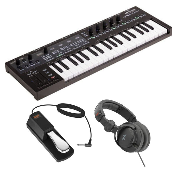 Arturia KeyStep Pro 37-key Controller & Sequencer - Chroma Bundle with Auray FP-P1L Universal Piano-Style Sustain Pedal, Polsen HPC-A30 Closed-Back Studio Monitor Headphones