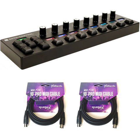 Melbourne Instruments ROTO-CONTROL DAW and MIDI Controller Bundle with 2x Kellards MID-P10T Pro MIDI to MIDI Cable 10 Feet