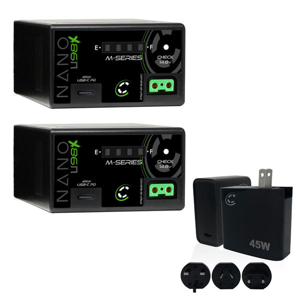 Core SWX NANO-U98X 6600mAh Battery ( BP-U) Pair Bundle with Core SWX XPD-45 Universal 45W USB-C PD Wall Charger with Cable