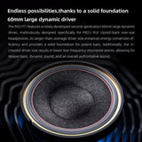 FiiO FT1 Closed-Back Over-Ear Nanowood Fiber Composite Diaphragm Wired Hi-Fi Headphones, Detachable Cable, American Black Walnut Wood Ear Cups for Home, Studio, Recording (Beech)