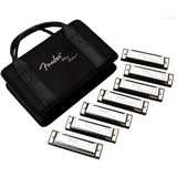 Fender Blues Deluxe Harmonica, Guitar Accessories, Pack of 7 with case (Keys C, G, A, D, F, E, B Flat)
