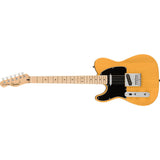 Squier Affinity Series Telecaster Electric Guitar, Butterscotch Blonde, Maple Fingerboard, Left-Handed Bundle with Classic Celluloid Guitar Picks 12-Pack, 10' Instrument Cable, Guitar Strap Black
