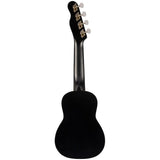 Fender Venice Soprano Ukulele, Black Bundle with Classic Celluloid Guitar Picks 351 Shape 12-Pack, 10' Instrument Cable Black, Guitar Strap Black with White Logo