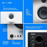 PreSonus Eris 3.5BT Bluetooth Studio Monitors (White), Pair — Powered, Active Monitor Speakers for Desktop, Turntable, Record Player, Bookshelf, DJ Speakers