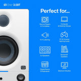 PreSonus Eris 3.5BT Bluetooth Studio Monitors (White), Pair — Powered, Active Monitor Speakers for Desktop, Turntable, Record Player, Bookshelf, DJ Speakers