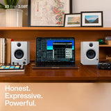 PreSonus Eris 3.5BT Bluetooth Studio Monitors (White), Pair — Powered, Active Monitor Speakers for Desktop, Turntable, Record Player, Bookshelf, DJ Speakers