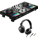 Hercules DJControl Inpulse 500 DJ Software Controller (Limited Edition Silver) Bundle with Hercules HDP DJ45 Closed-Back, Over-Ear DJ Headphones