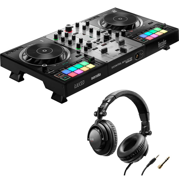 Hercules DJControl Inpulse 500 DJ Software Controller (Limited Edition Silver) Bundle with Hercules HDP DJ45 Closed-Back, Over-Ear DJ Headphones