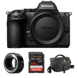 Nikon Z5 II Mirrorless Camera Bundle with Nikon Mount Adapter FTZ II, SanDisk 64GB Extreme PRO UHS-I SDXC Memory Card, Ruggard Journey 34 DSLR Shoulder Bag (Black)