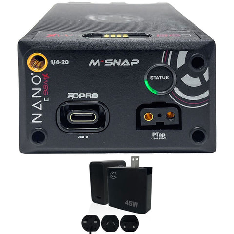 Core SWX NANO-C98MX HDV Battery with Ring LED Gauge (98Wh, Canon BP-A) Bundle with Core SWX XPD-45 Universal 45W USB-C PD Wall Charger with Cable