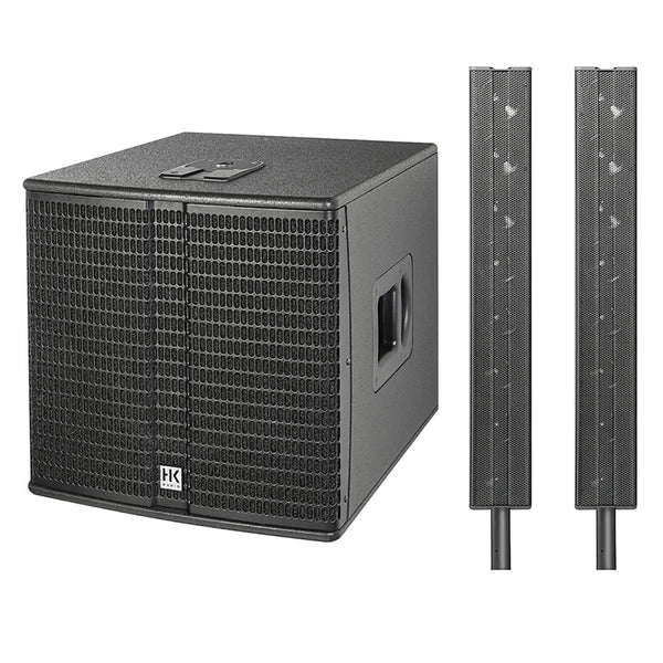 HK AUDIO E 115 SUB D 2400W 15" Powered Subwoofer Bundle with 2x HK AUDIO E 835 Mid/High Line Array Unit