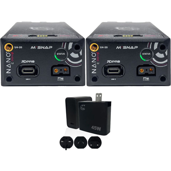 Core SWX NANO-C98MX HDV Battery with Ring LED Gauge (98Wh, Canon BP-A) (2 Pack) Bundle with Core SWX XPD-45 Universal 45W USB-C PD Wall Charger with Cable