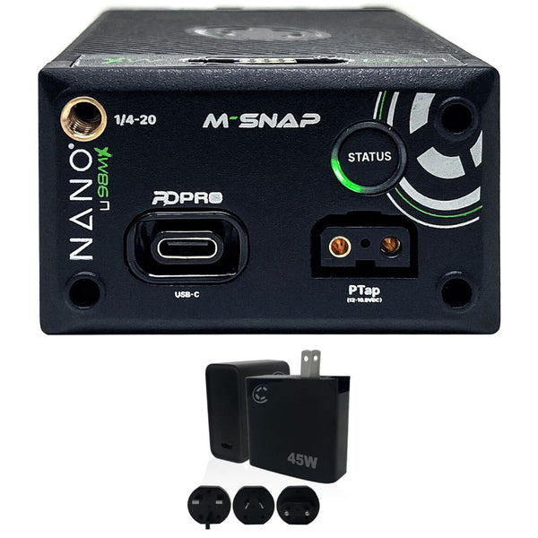 Core SWX NANO-C98MX HDV Battery with Ring LED Gauge (98Wh, Sony BP-U) Bundle with Core SWX XPD-45 Universal 45W USB-C PD Wall Charger with Cable