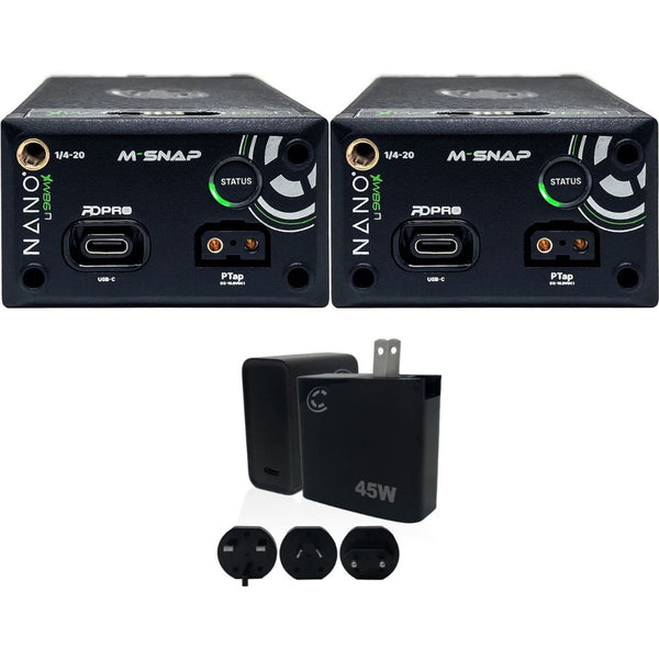 Core SWX NANO-C98MX HDV Battery with Ring LED Gauge (98Wh, Sony BP-U) (2 Pack) Bundle with Core SWX XPD-45 Universal 45W USB-C PD Wall Charger with Cable