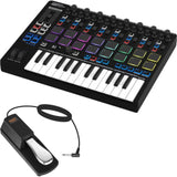 Reloop Keypad Pro Compact USB-MIDI 4-In-1 DAW Workstation Controller Bundle with Auray FP-P1L Universal Piano-Style Sustain Pedal