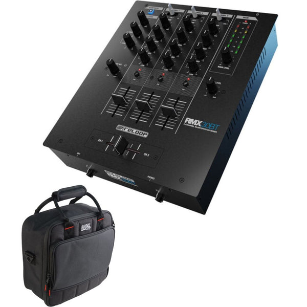 Reloop RMX-30 BT 3-Channel Bluetooth DJ Mixer Bundle with Gator Cases G-MIXERBAG-1212 Padded Nylon Mixer/Equipment Bag (12.0 x 12.0 x 5.5")