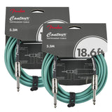 Fender Contour Instrument Cable, Guitar Cable, Guitar Accessories, Straight/Straight, Sherwood Green, 18.6 ft (Pair)