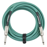 Fender Contour Instrument Cable, Guitar Cable, Guitar Accessories, Straight/Straight, Sherwood Green, 18.6 ft (Pair)