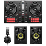 Hercules DJ Essential Kit with DJControl Inpulse 300 Controller, Monitors, and Headphones Bundle with Headliner Covina DJ Controller Stand