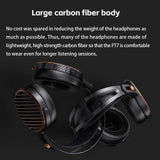 FiiO FT7 Headphones Open-Back Planar 106mm Planar Magnetic Monitor Earphone Gold Diaphragm Carbon Fiber Shell Detachable Cables (Black)