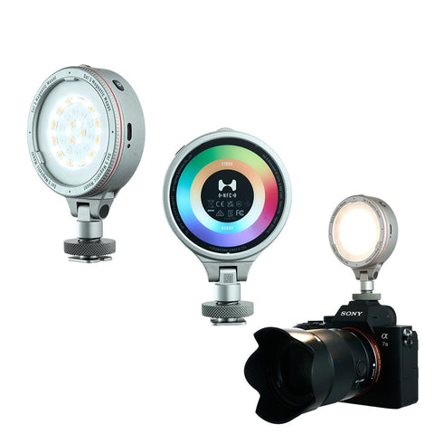 Sol 5 Spectra On Camera Light Kit Portable Cold Shoe Mount RGBCW Camera Light 1700K-10000K CRI/TLCI 96+ 36000 Colors RGB Video Light with Touchpad and Magnetic Mount System