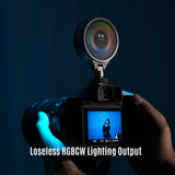 Sol 5 Spectra On Camera Light Kit Portable Cold Shoe Mount RGBCW Camera Light 1700K-10000K CRI/TLCI 96+ 36000 Colors RGB Video Light with Touchpad and Magnetic Mount System