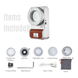 Harlowe Iris 5 Spectra LED Video Lighting Creator Kit 5W RGBCW 1700K-10000K Dimmable Photo Light CRI/TLCI 96+, IP54, App Control, Portable Continuous Lighting for Photography and Videography