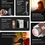 Harlowe Micro Spectra Master Kit 8W RGBCW 1700K-10000K Dimmable, CRI/TLCI 96+, App Control, Portable Continuous Lighting for Video Recording, Photography and Videography