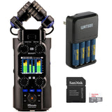 Zoom H5studio 4-Track Handy Recorder with 32-Bit Float Recording with Essentials Kit Bundle with Watson 4Bay Charger AA/AAA Batteries, SanDisk 32GB Ultra UHS-I microSDHC Memory Card with SD Adapter