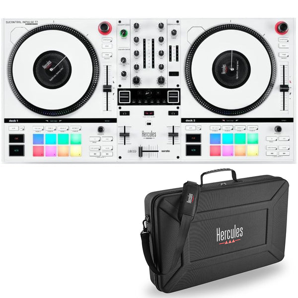 Hercules DJ Control Inpulse T7 White, Limited Edition Bundle with Hercules DJControl Inpulse T7 2-Part Semi-Rigid EVA Travel Bag