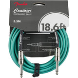 Fender Contour Instrument Cable, Guitar Cable, Guitar Accessories, Straight/Straight, Sherwood Green, 18.6 ft