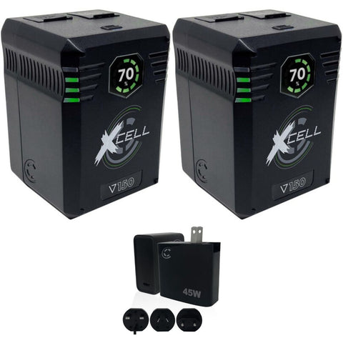 Core SWX XCell Micro-Sized Smart Battery (148Wh, V-Mount) (Pair) Bundle with Core SWX XPD-45 Universal 45W USB-C PD Wall Charger with Cable