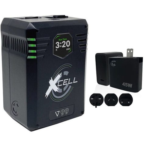 Core SWX XCell Micro-Sized Smart Battery (99Wh, V-Mount) Bundle with Core SWX XPD-45 Universal 45W USB-C PD Wall Charger with Cable