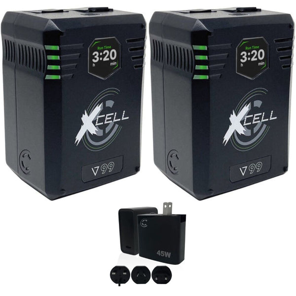 Core SWX XCell Micro-Sized Smart Battery (99Wh, V-Mount) (Pair) Bundle with Core SWX XPD-45 Universal 45W USB-C PD Wall Charger with Cable