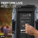 Gemini 12” 1500W Wireless Battery-Powered Bluetooth PA Speaker with Mic & Guitar Inputs, (AS-12TOGO) USB/SD/FM – Rugged Pro Audio for Outdoor Events, Instructors & Musicians
