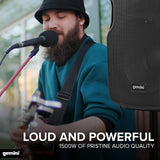 Gemini 12” 1500W Wireless Battery-Powered Bluetooth PA Speaker with Mic & Guitar Inputs, (AS-12TOGO) USB/SD/FM – Rugged Pro Audio for Outdoor Events, Instructors & Musicians