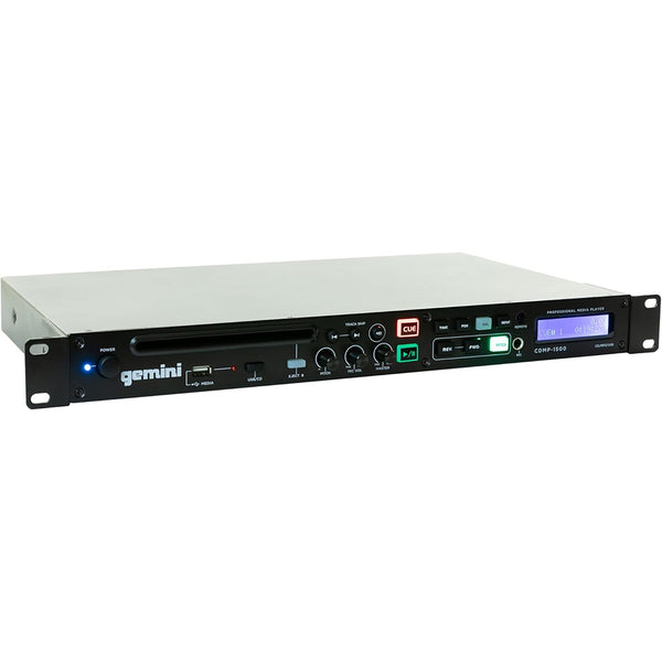 Gemini Professional Rackmount CD Player - DJ CD Player with Pitch Control, USB Media Player, Anti-Shock Technology, XLR/RCA Outputs, Remote Control for Venues, Studios & Events (CDMP-1500)