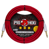 Pig Hog Hex Series Silent Cable 18.6 Ft Candy Apple Red (Pair)