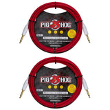 Pig Hog Hex Series Silent Cable 10 Ft Candy Apple Red (Pair)