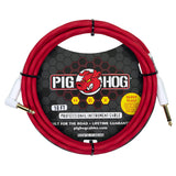 Pig Hog Hex Series Silent Cable 10 ft Candy Apple Red, Right Angle (Pair)