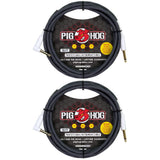 Pig Hog Hex Series 1/4 Inch Silent Instrument Cable 10 ft Grey, Right Angle (Pair)