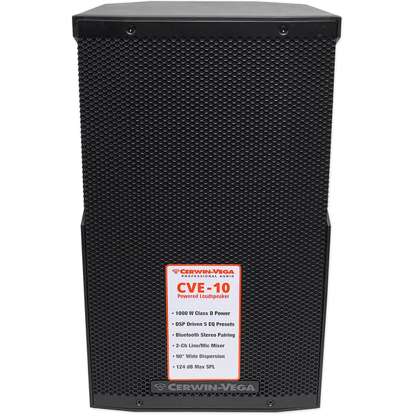 Cerwin Vega CVE-10 10" 1000 Watt Powered Loudspeaker w/Bluetooth