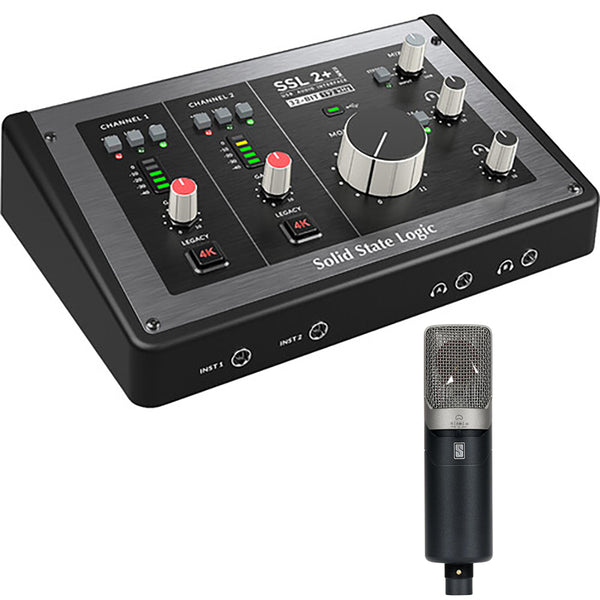 Solid State Logic SSL 2+ MKII - 2x4 USB Audio Interface Bundle with Slate Digital VMS ML-1A Large-diaphragm Condenser Modeling Microphone