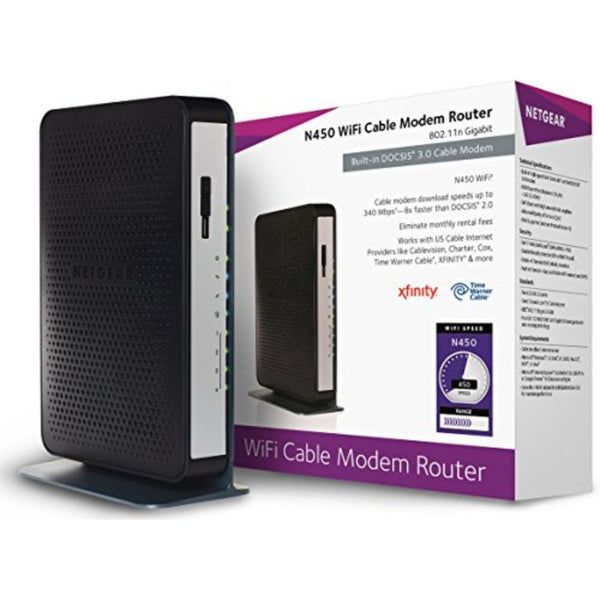 NETGEAR N450 (8x4) WiFi DOCSIS 3.0 Cable Modem Router (N450) Certified for Xfinity from Comcast, Spectrum, Cox, Cablevision & more