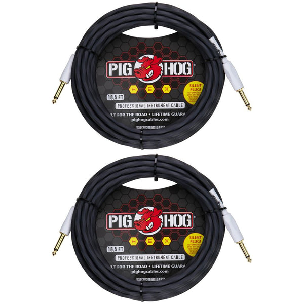 Pig Hog Hex Series 1/4 Inch Silent Instrument Cable 18.6 ft Grey