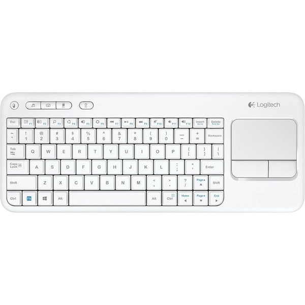 Logitech Wireless Touch Keyboard k400 with Built-in Multi-Touch Touchpad, White