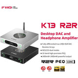 FiiO K13 R2R Desktop DAC & Headphone Amp, High-Fidelity 24Bit R2R DAC, Powerful 2400mW Output, LDAC Bluetooth Streaming, Dual Power Supply, 10-Band PEQ, Balanced XLR & RCA Audio Output (Black)