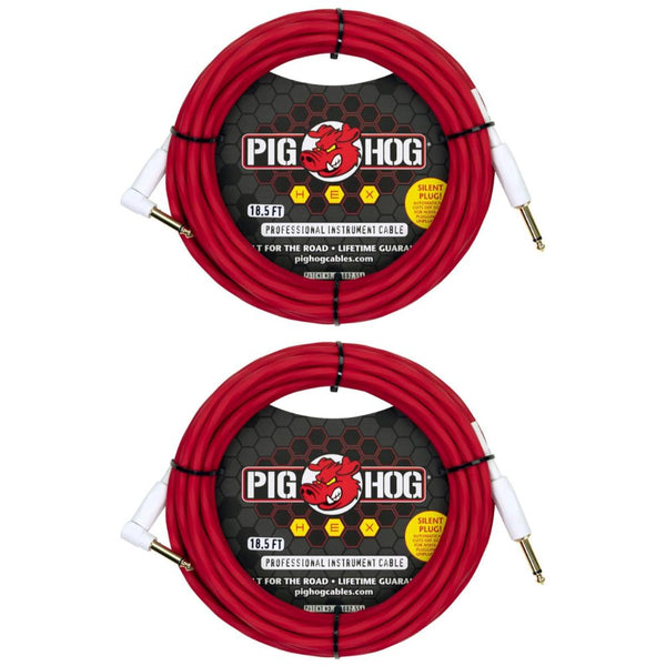 Pig Hog PHSH186CAR Hex Series Silent Cable, Candy Apple Red, 18.6 Feet (Pair)