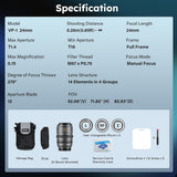 SIRUI VP-1 Vision Prime 1 T1.4 Full Frame Cine Lens, 24mm Manual Focus Cinema Lens with Pre-Installed E Mount, Interchangeable RF/Z/L Mounts (Metal Gray)
