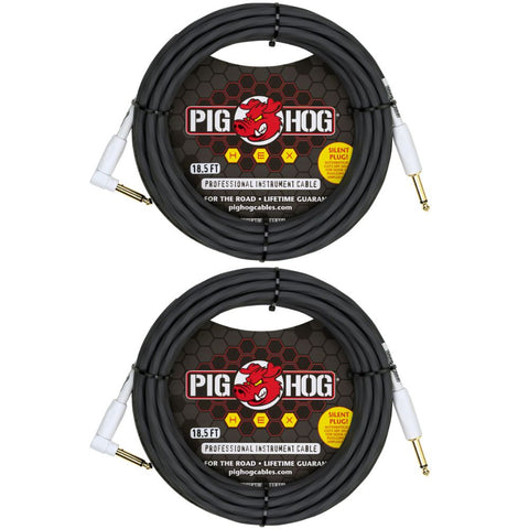 Pig Hog PHSH186GRR Hex Series Silent Cable, Grey, 18.6 Feet (Pair)